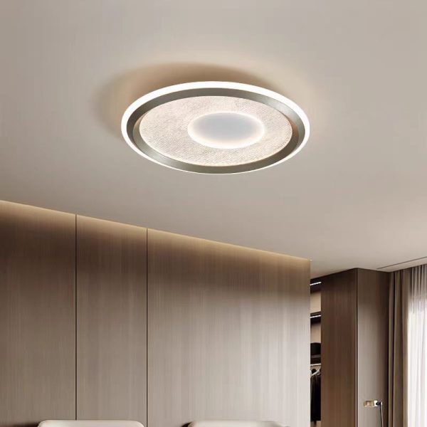 Modern Minimalist Aluminum, Iron & Acrylic Round LED Flush Mount Ceiling Light For Bedroom & Living Room - Image 2