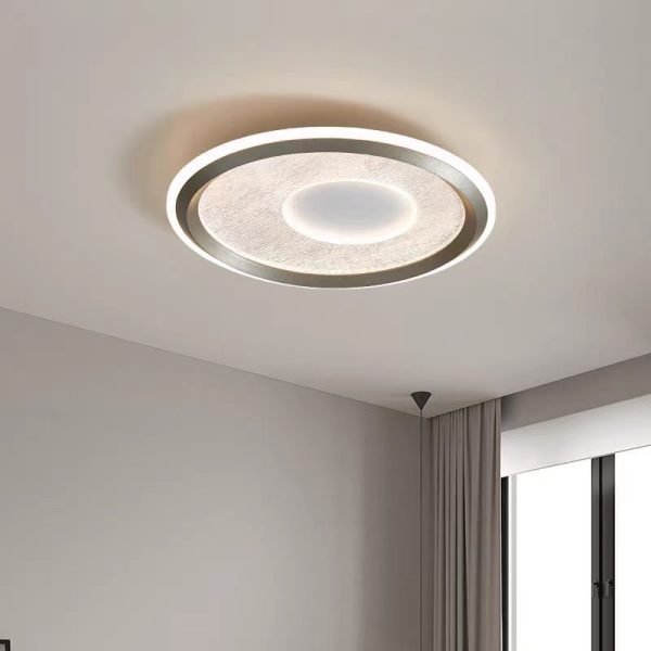 Modern Minimalist Aluminum, Iron & Acrylic Round LED Flush Mount Ceiling Light For Bedroom & Living Room - Image 3