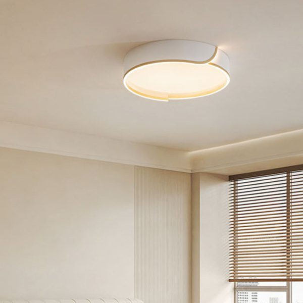 Contemporary Nordic Iron Aluminum & PC Geometric LED Flush Mount Ceiling Light For Bedroom & Living Room