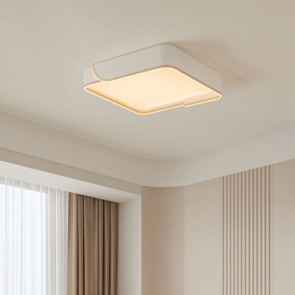 Contemporary Nordic Iron Aluminum & PC Geometric LED Flush Mount Ceiling Light For Bedroom & Living Room - Image 12