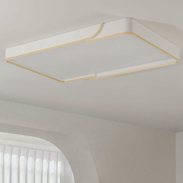 Contemporary Nordic Iron Aluminum & PC Geometric LED Flush Mount Ceiling Light For Bedroom & Living Room - Image 9
