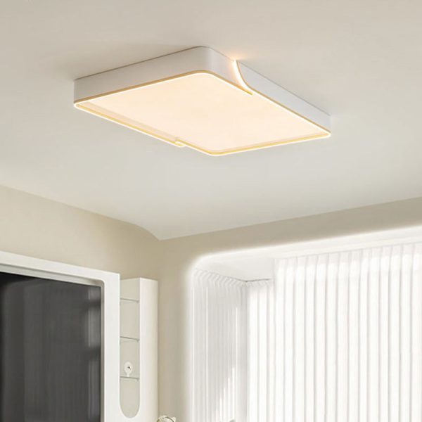 Contemporary Nordic Iron Aluminum & PC Geometric LED Flush Mount Ceiling Light For Bedroom & Living Room - Image 2