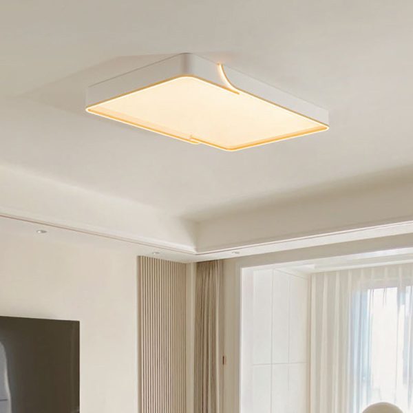 Contemporary Nordic Iron Aluminum & PC Geometric LED Flush Mount Ceiling Light For Bedroom & Living Room - Image 11