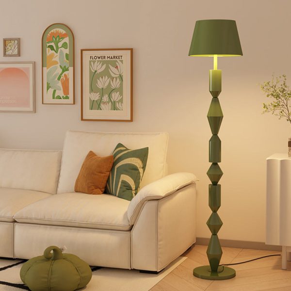 Traditional French Iron & Fabric Geometric Round 1-Light Standing Floor Lamp For Bedroom & Living Room - Image 17