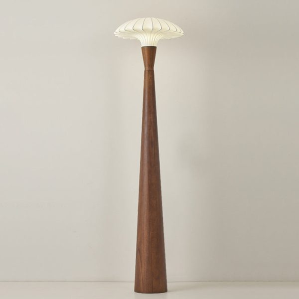 Traditional French Wood & Silk Dome Shade 1-Light Standing Floor Lamp For Bedroom & Living Room - Image 3