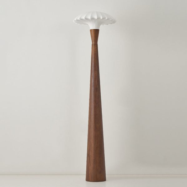 Traditional French Wood & Silk Dome Shade 1-Light Standing Floor Lamp For Bedroom & Living Room - Image 6