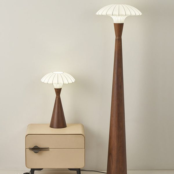 Traditional French Wood & Silk Dome Shade 1-Light Standing Floor Lamp For Bedroom & Living Room - Image 8