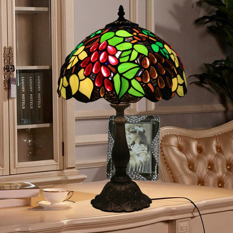 BS-Lighting-AM01766-1.jpg Traditional Tiffany Zinc Alloy & Stained Glass Round 1-Light Table Lamp For Bedroom & Living Room - Image 1