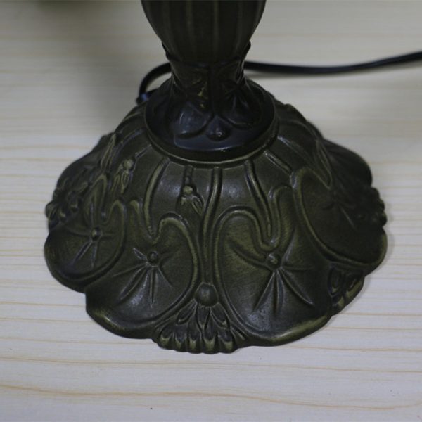 Traditional Tiffany Zinc Alloy & Stained Glass Round 1-Light Table Lamp For Bedroom & Living Room - Image 5