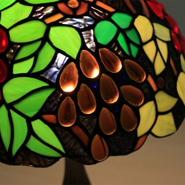 Traditional Tiffany Zinc Alloy & Stained Glass Round 1-Light Table Lamp For Bedroom & Living Room - Image 10
