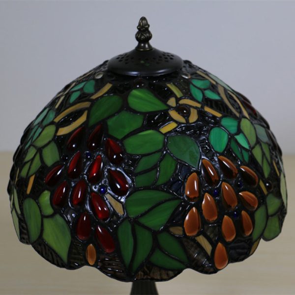 Traditional Tiffany Zinc Alloy & Stained Glass Round 1-Light Table Lamp For Bedroom & Living Room - Image 7