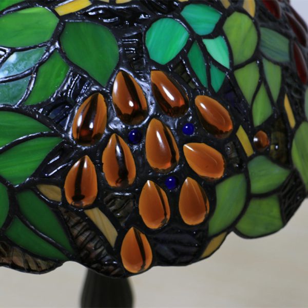 Traditional Tiffany Zinc Alloy & Stained Glass Round 1-Light Table Lamp For Bedroom & Living Room - Image 8