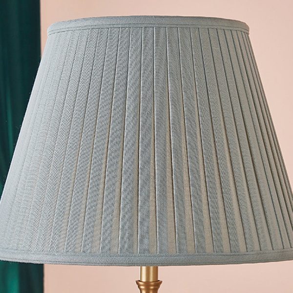 Traditional Rustic Brass Fabric Round 1-Light Table Lamp For Bedroom & Living Room - Image 6