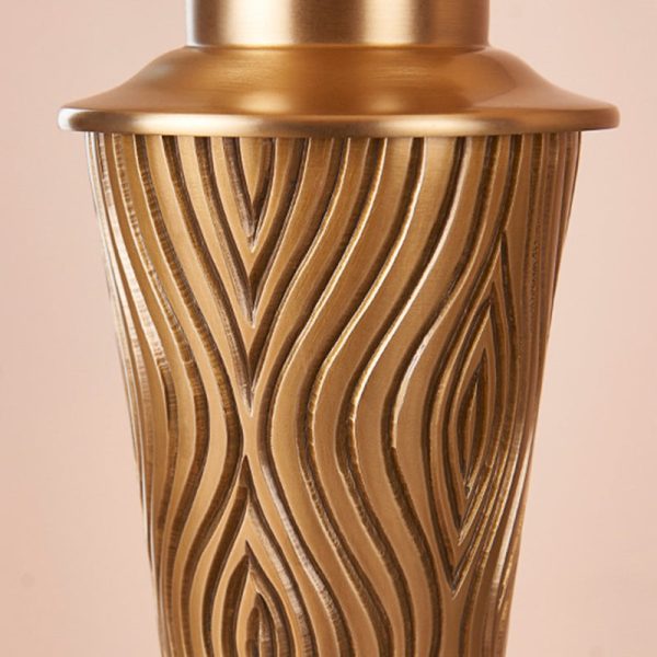 Traditional Rustic Brass Fabric Round 1-Light Table Lamp For Bedroom & Living Room - Image 5