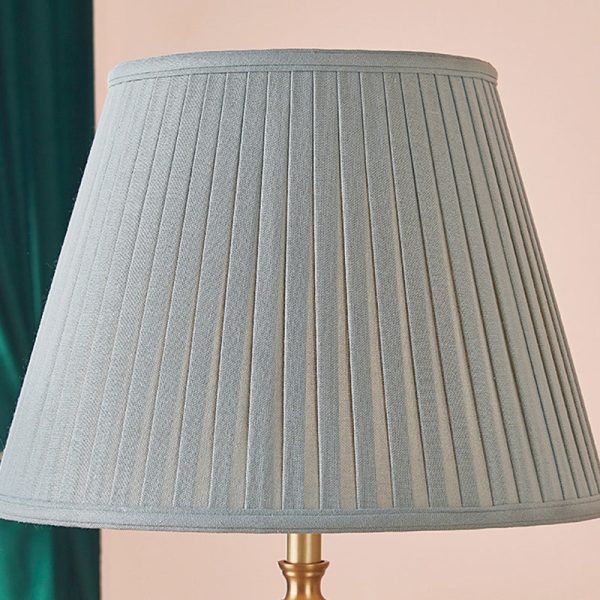 Traditional Rustic Brass Fabric Round 1-Light Table Lamp For Bedroom & Living Room - Image 8