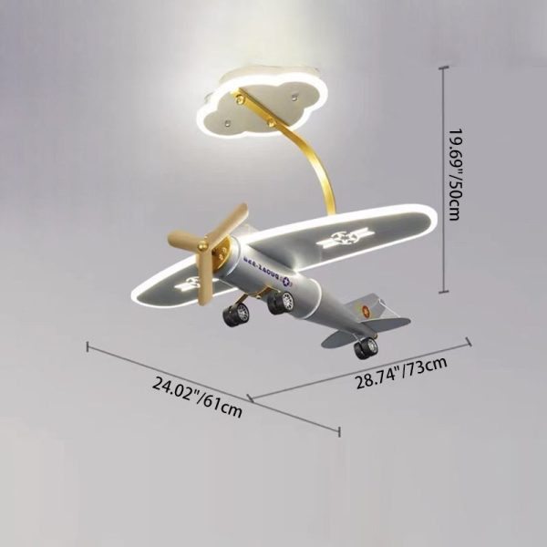 Contemporary Creative Metal & Acrylic Airplane Shape LED Semi-Flush Mount Ceiling Light For Kids Bedroom & Living Room - Image 4