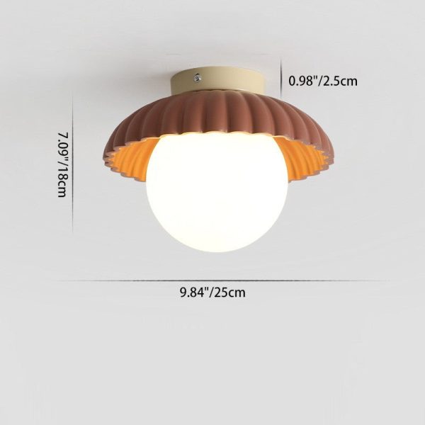 Contemporary Nordic Iron & Glass Round 1-Light Semi-Flush Mount Ceiling Light For Hallway, Bedroom & Entryway - Image 4