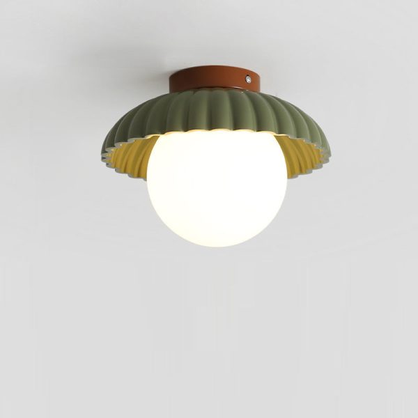 Contemporary Nordic Iron & Glass Round 1-Light Semi-Flush Mount Ceiling Light For Hallway, Bedroom & Entryway - Image 8