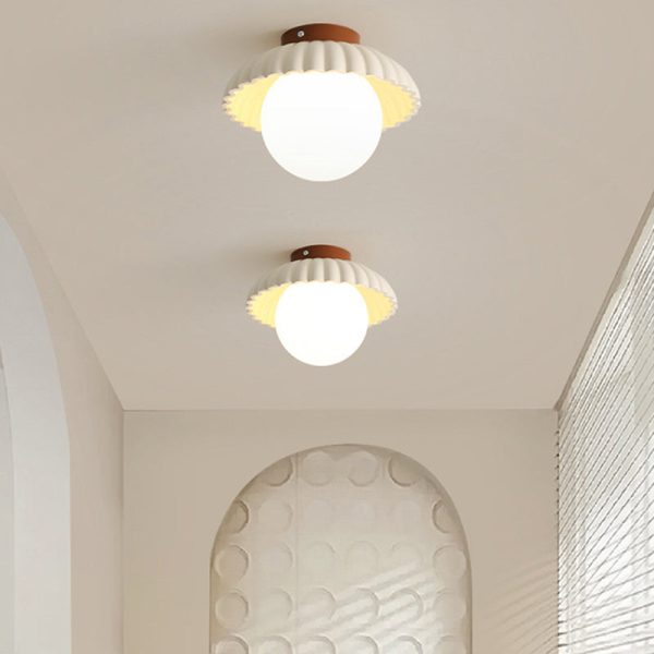 Contemporary Nordic Iron & Glass Round 1-Light Semi-Flush Mount Ceiling Light For Hallway, Bedroom & Entryway - Image 3
