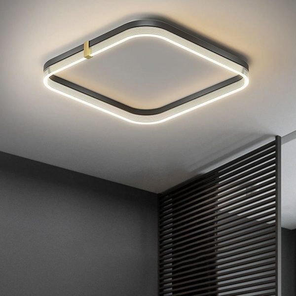 Modern Luxury Aluminum Acrylic Geometric LED Flush Mount Ceiling Light For Bedroom & Living Room - Image 6