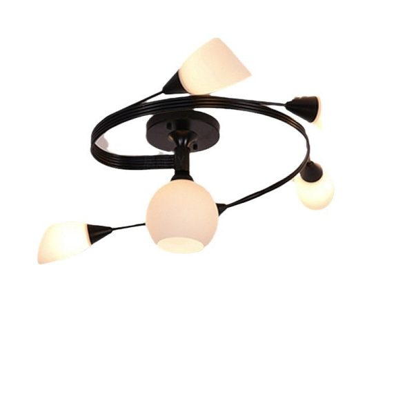 Contemporary Scandinavian Glass Iron Circular Floral Bud 4/6 Lights Semi-Flush Mount Ceiling Light For Bedroom And Living Room - Image 20
