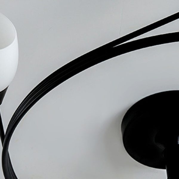 Contemporary Scandinavian Glass Iron Circular Floral Bud 4/6 Lights Semi-Flush Mount Ceiling Light For Bedroom And Living Room - Image 7