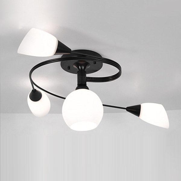 Contemporary Scandinavian Glass Iron Circular Floral Bud 4/6 Lights Semi-Flush Mount Ceiling Light For Bedroom And Living Room - Image 14