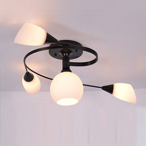 Contemporary Scandinavian Glass Iron Circular Floral Bud 4/6 Lights Semi-Flush Mount Ceiling Light For Bedroom And Living Room - Image 15