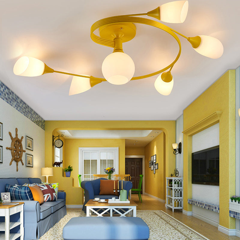 BS-Lighting-AW01915-8.jpg Contemporary Scandinavian Glass Iron Circular Floral Bud 4/6 Lights Semi-Flush Mount Ceiling Light For Bedroom And Living Room - Image 1