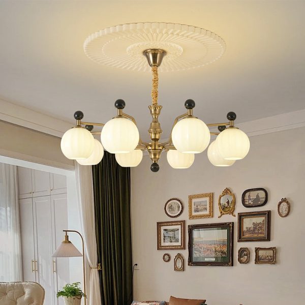 Traditional Chinese Glass Solid Wood Iron Copper Branching Round Curved 3/6/8-Light Chandelier For Bedroom & Living Room - Image 15