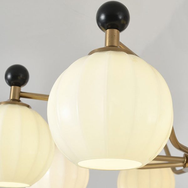 Traditional Chinese Glass Solid Wood Iron Copper Branching Round Curved 3/6/8-Light Chandelier For Bedroom & Living Room - Image 11