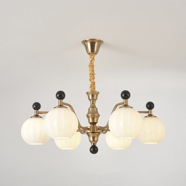 Traditional Chinese Glass Solid Wood Iron Copper Branching Round Curved 3/6/8-Light Chandelier For Bedroom & Living Room - Image 19