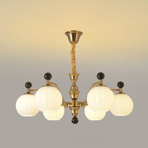 Traditional Chinese Glass Solid Wood Iron Copper Branching Round Curved 3/6/8-Light Chandelier For Bedroom & Living Room - Image 20