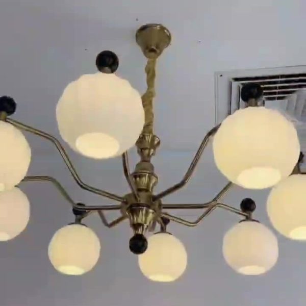 Traditional Chinese Glass Solid Wood Iron Copper Branching Round Curved 3/6/8-Light Chandelier For Bedroom & Living Room - Image 14