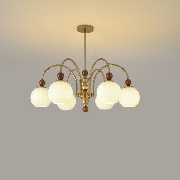 Traditional Chinese Glass Solid Wood Iron Copper Branching Round Curved 3/6/8-Light Chandelier For Bedroom & Living Room - Image 25