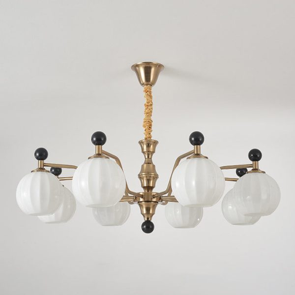 Traditional Chinese Glass Solid Wood Iron Copper Branching Round Curved 3/6/8-Light Chandelier For Bedroom & Living Room - Image 26