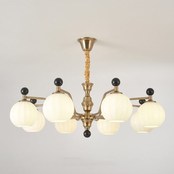 Traditional Chinese Glass Solid Wood Iron Copper Branching Round Curved 3/6/8-Light Chandelier For Bedroom & Living Room - Image 27