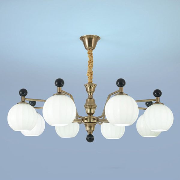 Traditional Chinese Glass Solid Wood Iron Copper Branching Round Curved 3/6/8-Light Chandelier For Bedroom & Living Room - Image 28