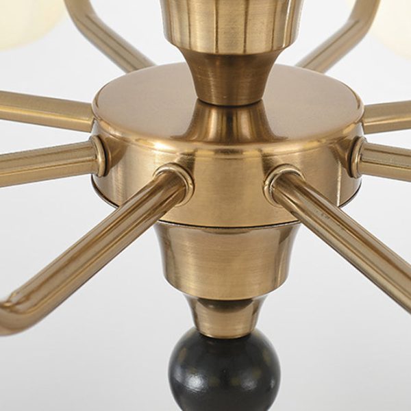 Traditional Chinese Glass Solid Wood Iron Copper Branching Round Curved 3/6/8-Light Chandelier For Bedroom & Living Room - Image 13