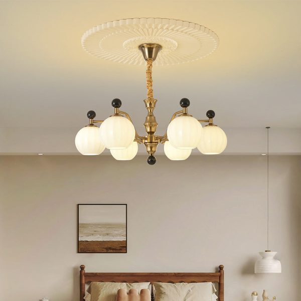 Traditional Chinese Glass Solid Wood Iron Copper Branching Round Curved 3/6/8-Light Chandelier For Bedroom & Living Room - Image 24