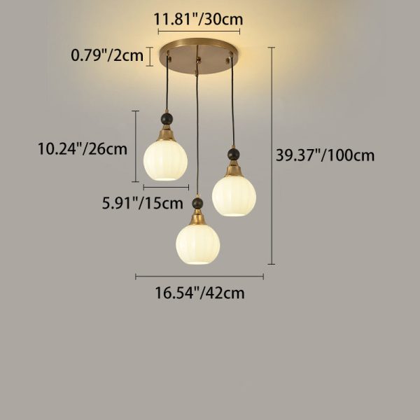 Traditional Chinese Glass Solid Wood Iron Copper Branching Round Curved 3/6/8-Light Chandelier For Bedroom & Living Room - Image 5