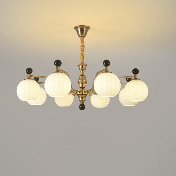 Traditional Chinese Glass Solid Wood Iron Copper Branching Round Curved 3/6/8-Light Chandelier For Bedroom & Living Room - Image 32