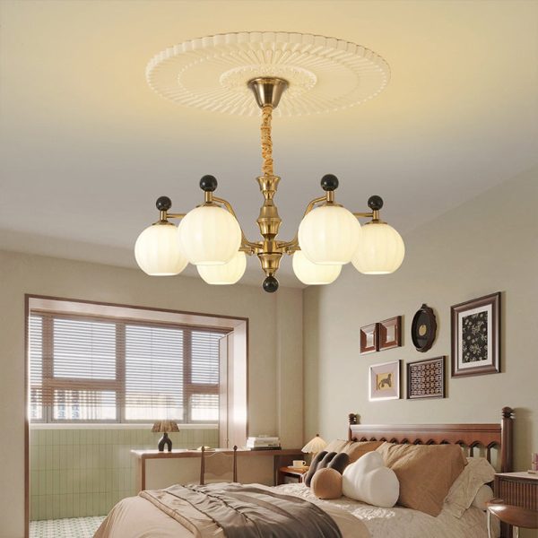 Traditional Chinese Glass Solid Wood Iron Copper Branching Round Curved 3/6/8-Light Chandelier For Bedroom & Living Room - Image 23