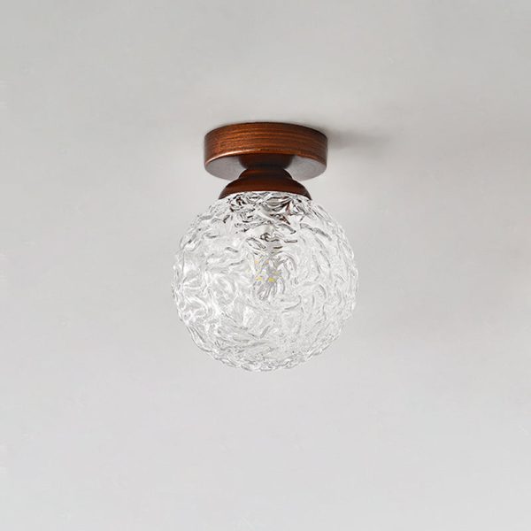 Traditional Vintage Glass Metal Globe Round 1-Light Semi-Flush Mount Ceiling Light For Bedroom & Living Room - Image 8