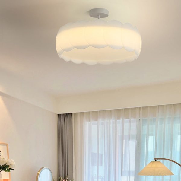 Contemporary Creative Metal PE Round Wave LED Semi-Flush Mount Ceiling Light For Bedroom & Living Room - Image 12