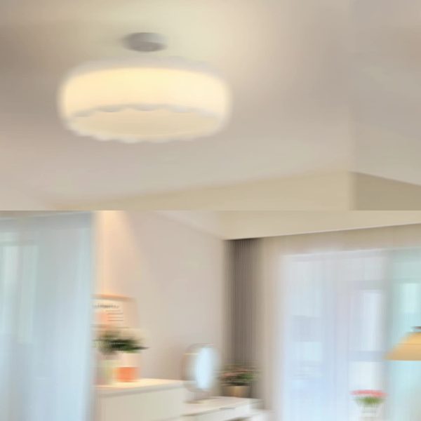 Contemporary Creative Metal PE Round Wave LED Semi-Flush Mount Ceiling Light For Bedroom & Living Room - Image 9