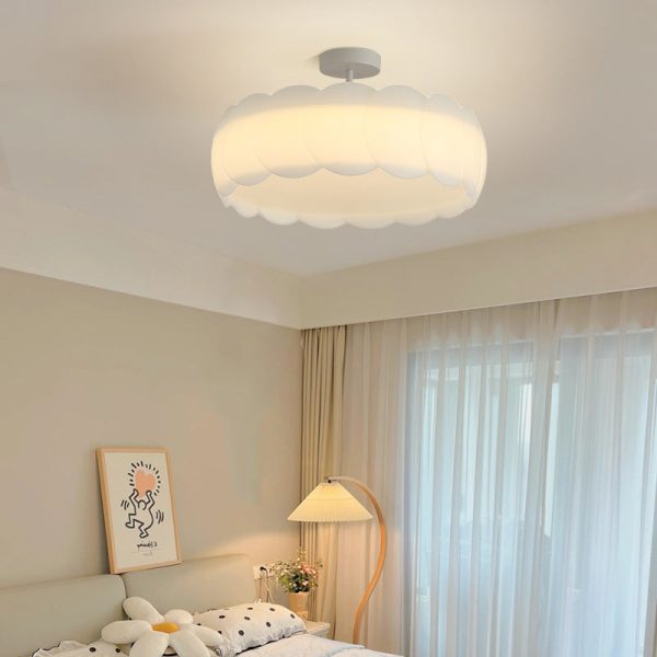 Contemporary Creative Metal PE Round Wave LED Semi-Flush Mount Ceiling Light For Bedroom & Living Room - Image 10