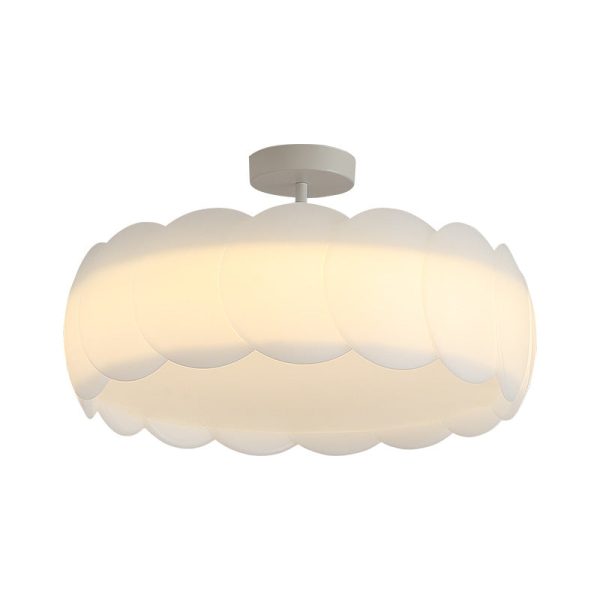 Contemporary Creative Metal PE Round Wave LED Semi-Flush Mount Ceiling Light For Bedroom & Living Room - Image 13