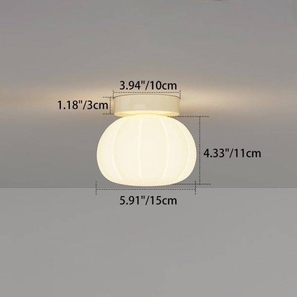 Modern Minimalist PE Iron Pumpkin Round LED Semi-Flush Mount Ceiling Light For Bedroom & Living Room - Image 4