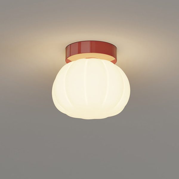 Modern Minimalist PE Iron Pumpkin Round LED Semi-Flush Mount Ceiling Light For Bedroom & Living Room - Image 15